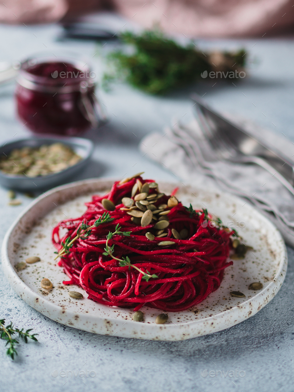 Beetroot pesto with copy space - Stock Photo - Images