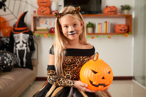 Pretty Girl With Cat Makeup - Stock Photo - Images
