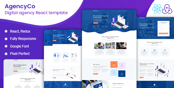 Marvelous AgencyCo - React Digital Agency and Marketing Template