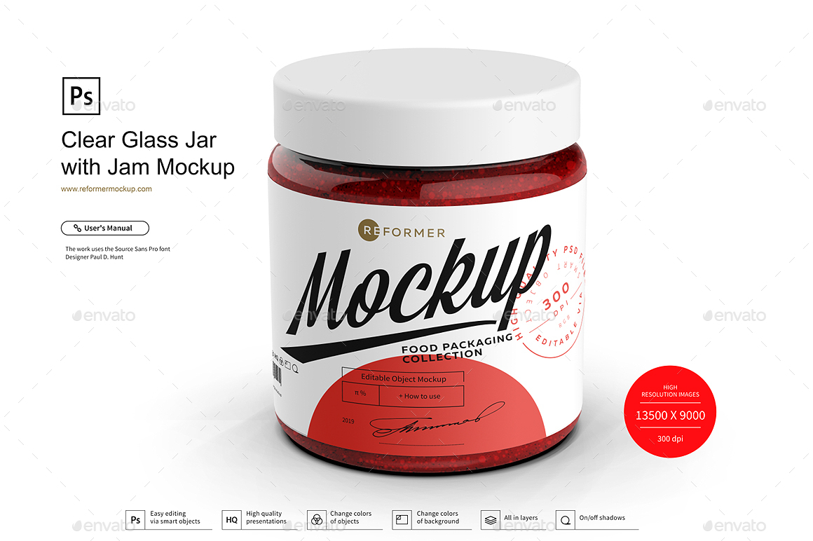 Download Clear Glass Jar With Jam Mockup By Reformer Graphicriver