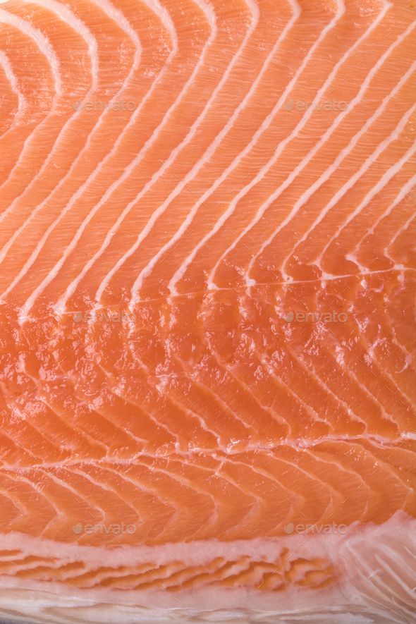 Slice of fresh raw pink salmon - Stock Photo - Images