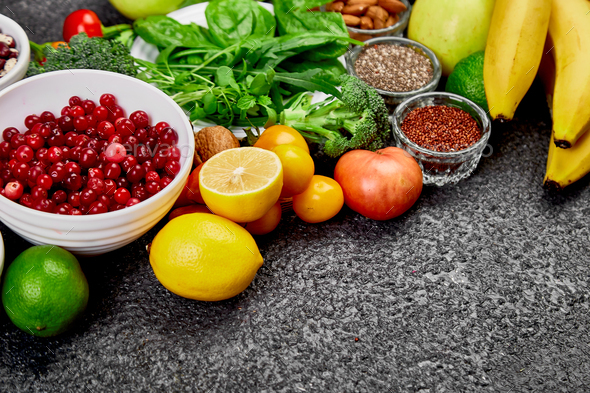 Healthy food background, trendy Alkaline diet products. - Stock Photo - Images