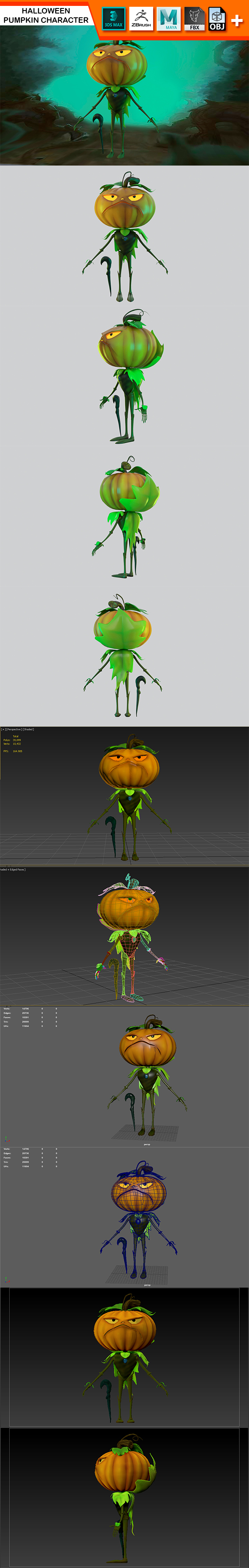 Halloween Pumpkin Character - 3Docean 24988475