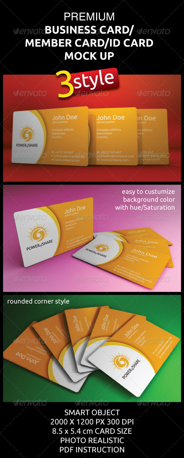 Photorealistic Business/Member/ID Card Mock-Ups