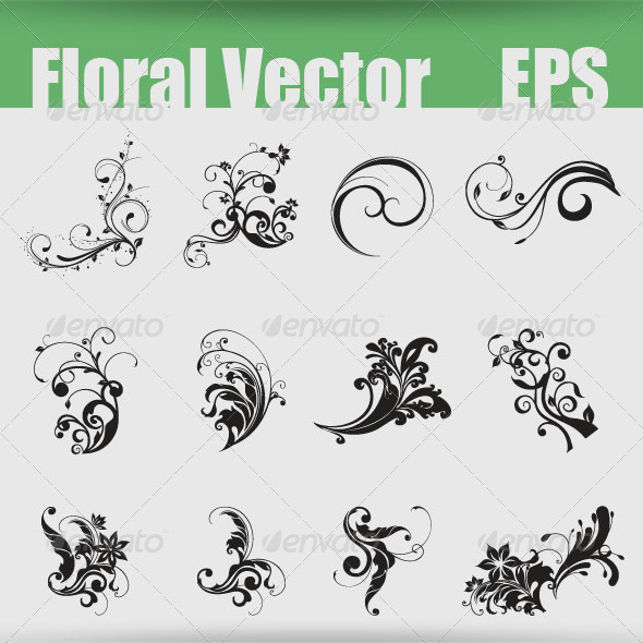 Floral Shapes EPS - Flourishes / Swirls Decorative