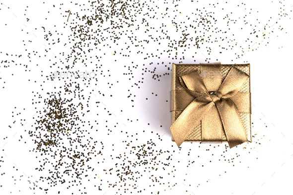 Gift Box on Festive White Background - Stock Photo - Images