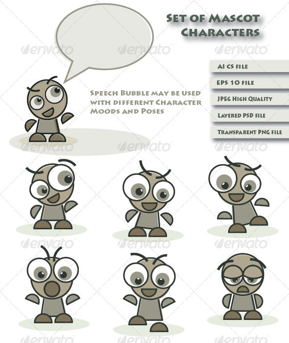Mascot Characters and Speech Bubble - Characters Vectors