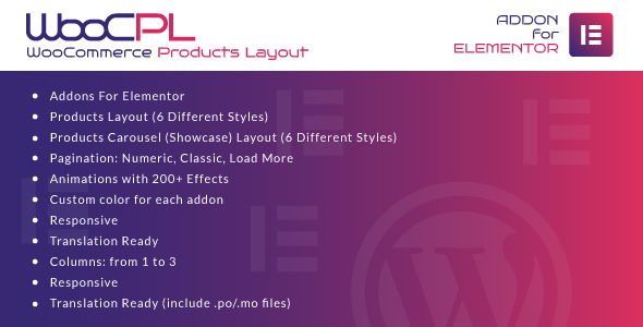 WooCommerce Products Layout for Elementor WordPress Plugin