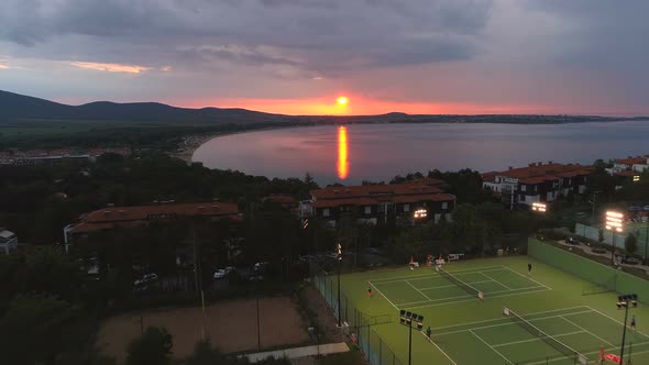 Day End in Bulgarian Resort with Villas and Swimming Pools alt
