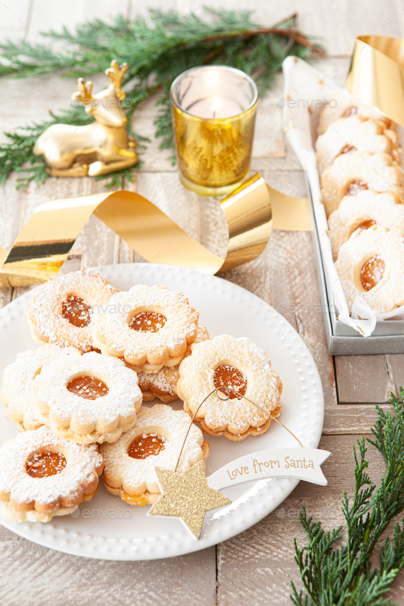 Jam filled Christmas cookies Stock Photo by BarbaraNeveu PhotoDune