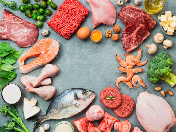 Keto diet, low carb concept, top view - Stock Photo - Images