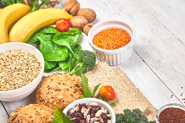 Set of high dietary fibre health food product concept - Stock Photo - Images