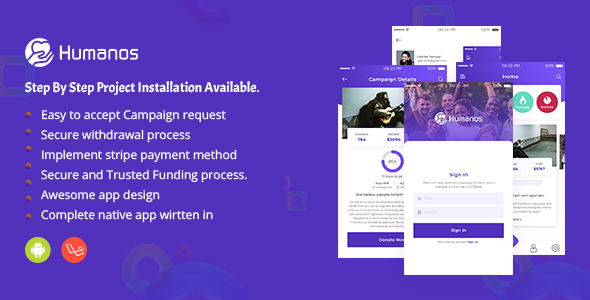 Humanos – Complete (web+Android app) crowdfunding Solutions