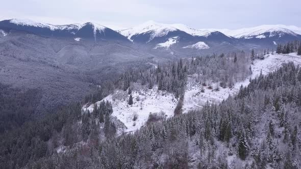 Cloudy Panorama Over Forested Mountains