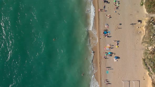 Aerial View on People in Sea Ocean