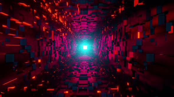 Abstract Tunnel animated background. Moving forward inside glowing light alt