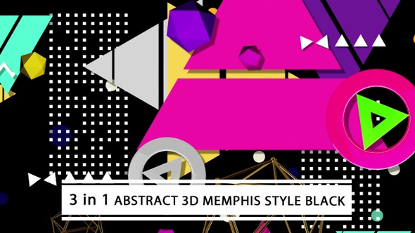 Abstract 3D Memphis Style Black