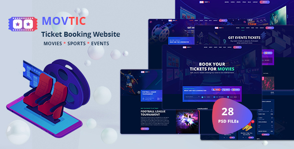 Movtic Online Ticket Booking Website Psd Template By Pixelaxis Themeforest