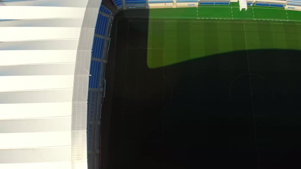 Top View Pitch In Stadium In Sunny Morning