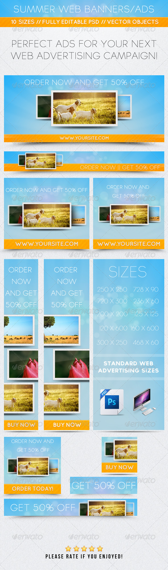 Summer Web Banners/Ads - Banners & Ads Web Elements