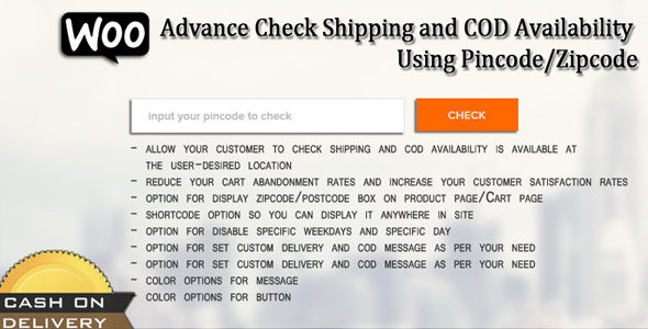 Woo Advance Check Shipping and COD Availability Using Pincode/Zipcode