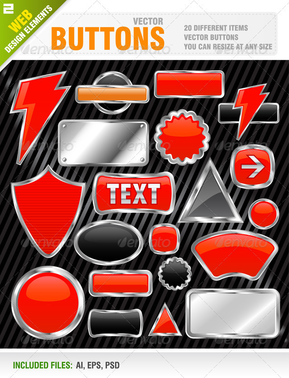 Shiny Buttons - Web Elements Vectors