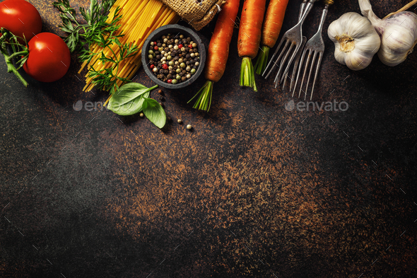 Italian food background with ingredients Stock Photo by kuban-kuban