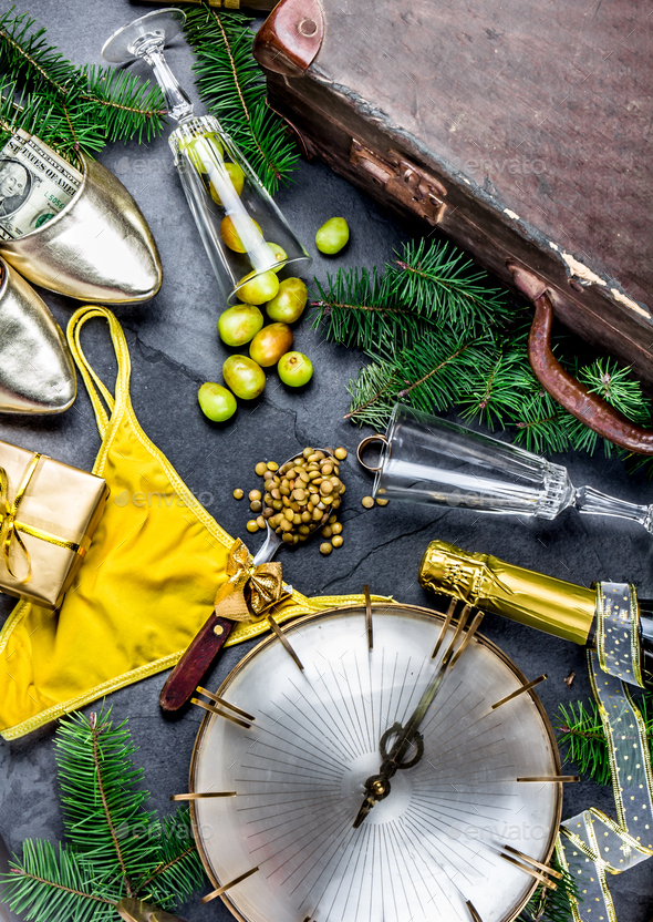 Hispanic New year eve traditions - Stock Photo - Images