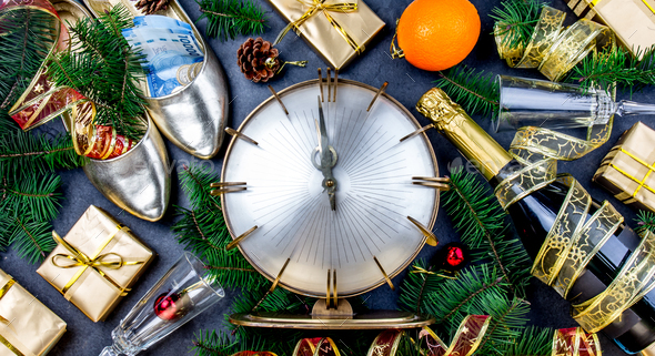NEW YEAR CELEBRATION. Traditional put money to shoe for have money en New Year. - Stock Photo - Images