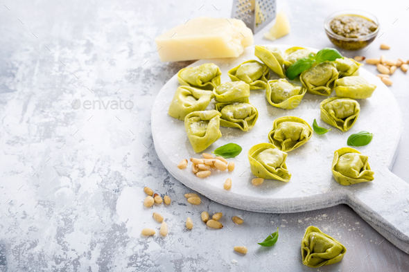 Homemade raw Italian tortelloni - Stock Photo - Images