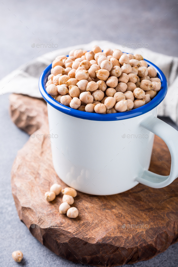 Raw uncooked organic chickpeas - Stock Photo - Images
