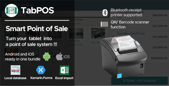 TabPOS - Xamarin.Forms Point of Sale Application for Tablet/iPad with License System