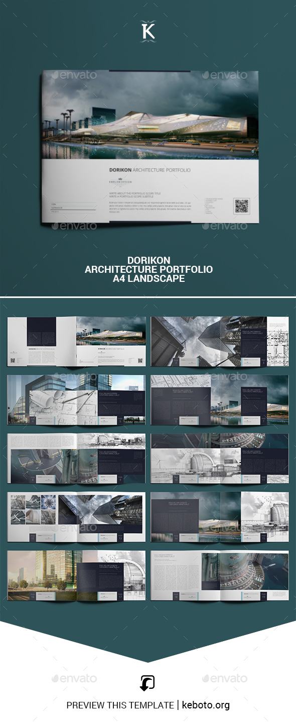 Dorikon Architecture Portfolio A4 Landscape By Keboto Graphicriver