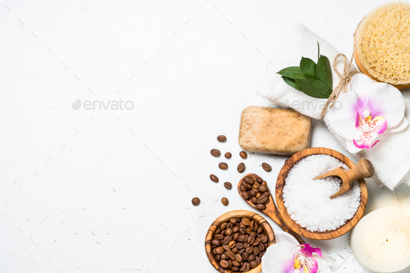 Natural Coffee cosmetic on white background - Stock Photo - Images
