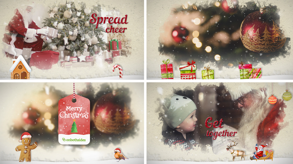 Christmas Watercolored Slideshow Video Displays template preview