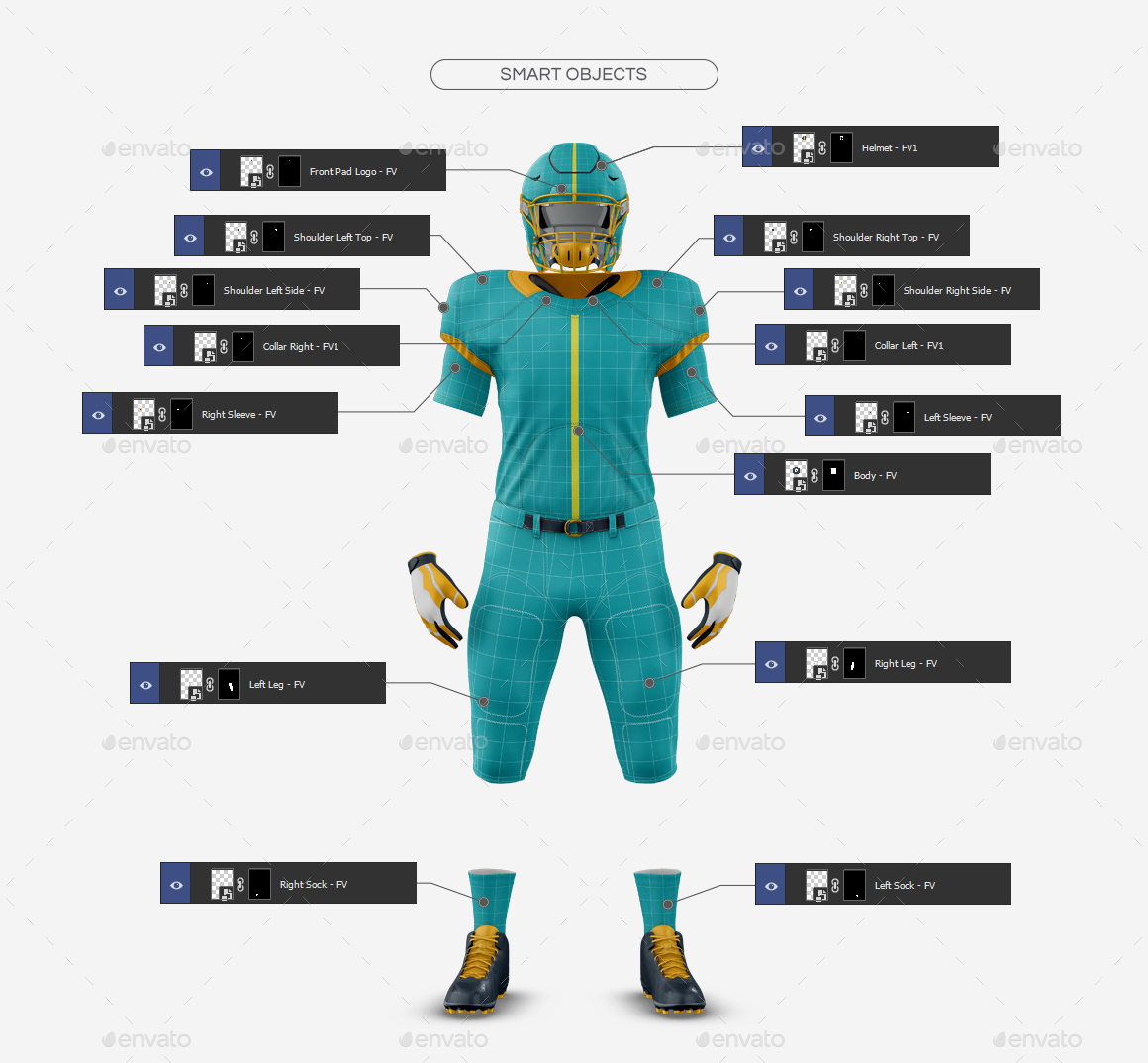 Download American Football Kit Mockup V1 by TRDesignme | GraphicRiver