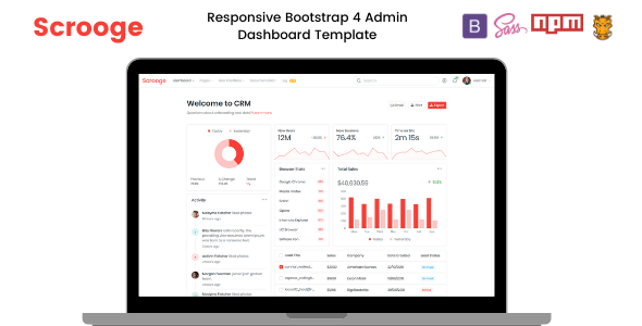 Incredible Scrooge - Bootstrap 4 Responsive Admin Dashboard Template + UI Kit