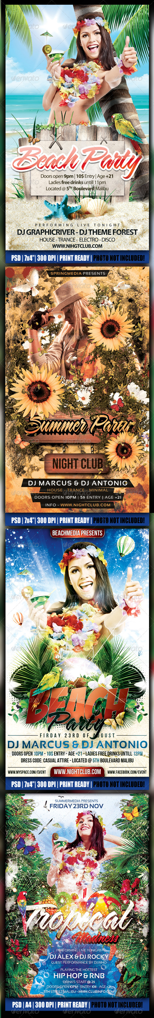 Summer Party Flyer Bundle - Flyers Print Templates