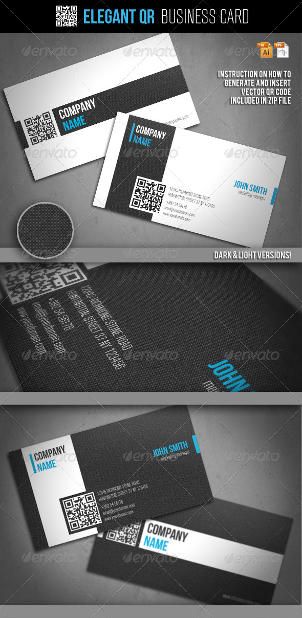Elegant QR Business Card - Business Cards Print Templates