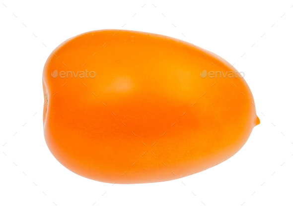side view of ripe yellow plum tomato isolated