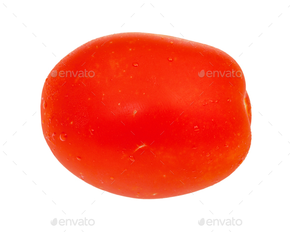 side view of ripe red plum tomato isolated