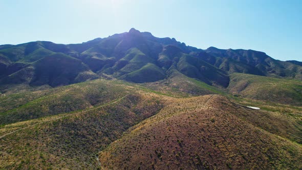 Franklin Mountains State Park El Paso Texas USA. Aerial Drone View of Green Desert Mountain Landscap alt