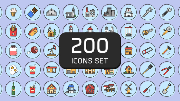 200 Icons Set - VideoHive 25008751