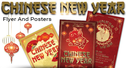 Chinese New Year Party Flyer And Poster