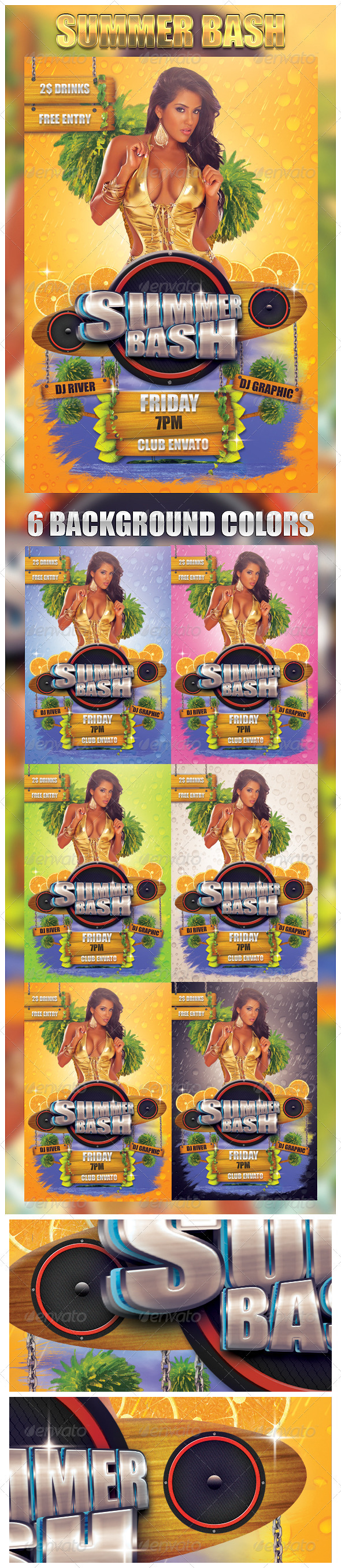 Summer Bash Flyer Template - Clubs & Parties Events