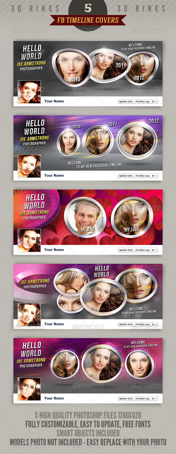 5 Facebook Timeline Covers - 3D Rings - Facebook Timeline Covers Social Media
