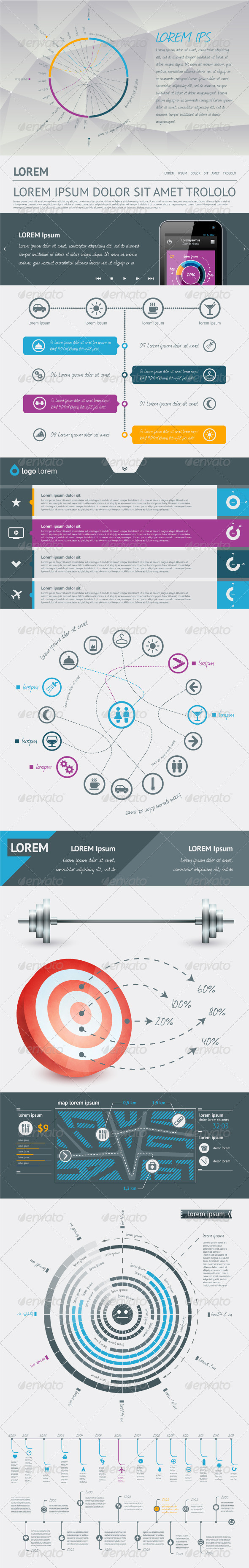 Elements of Infographics with buttons and menus - Infographics