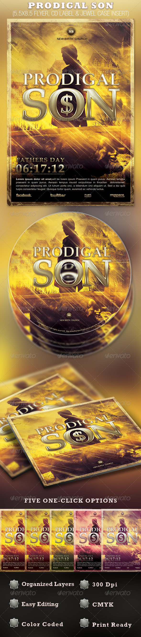 Prodigal Son Flyer and CD Template - Church Flyers