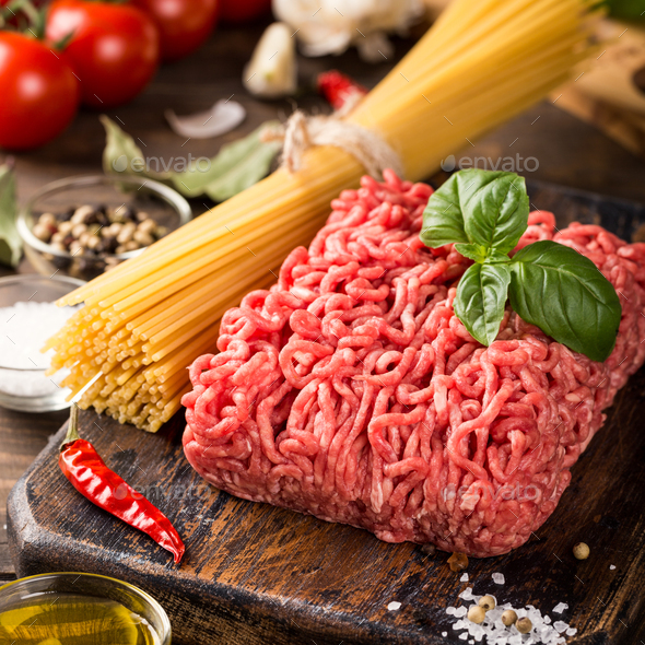 Ingredients for spaghetti Bolognese - Stock Photo - Images
