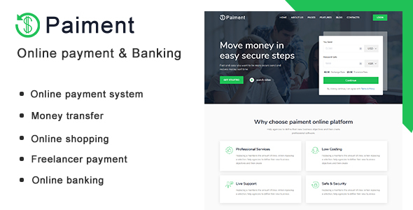 Paiment Online Payment Banking HTML Template by Rocks theme